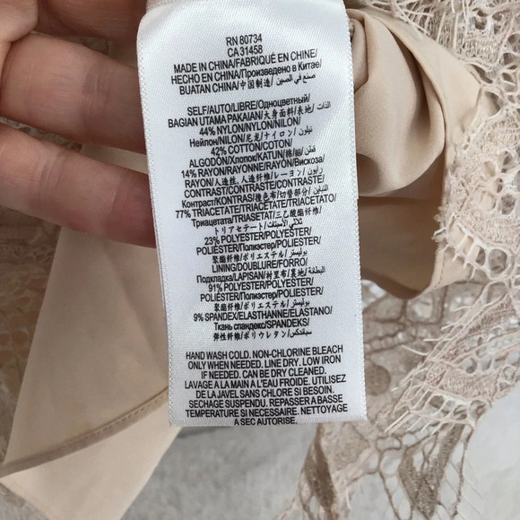 BCBGMAXAZARIA Marsha Delicate Lace Drop Waist Pan Collar Champagne Size 2 - Picture 8 of 9